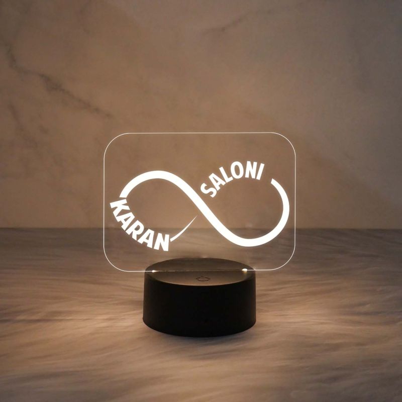 Personalized Infinity LED Night Table Lamp | Customized with Name | Couple Name Lamp | Gift for Birthday